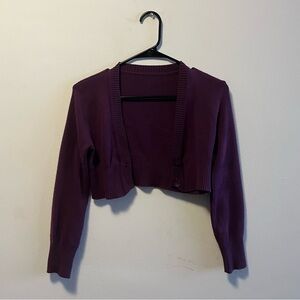 Dark Purple Cropped Cardigan